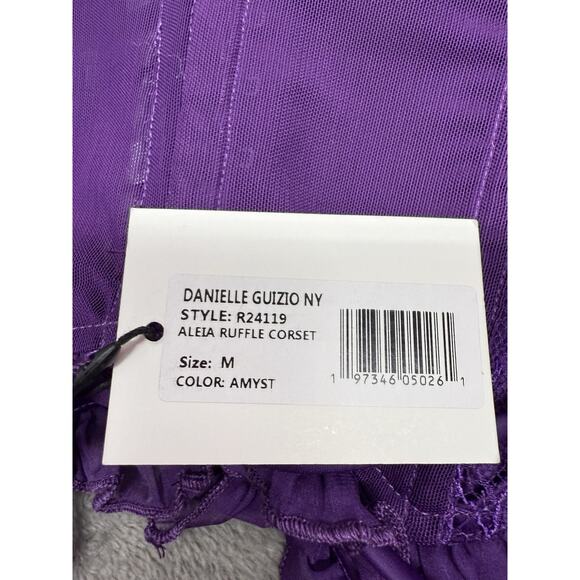 NWT Guizio Aleia Ruffle Lace Corset Top Amethyst Purple Medium Romantic Sheer - Picture 10 of 10